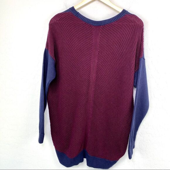 Lauren RL navy Maroon colorblock slouchy sweater - Picture 3 of 6